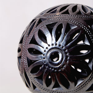 Black Clay Openwork Medium Sphere Candle Holder