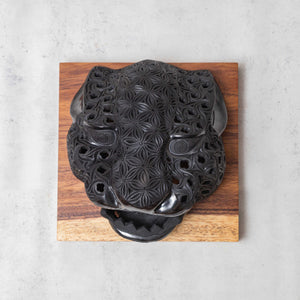 Jaguar Head Black Clay Openwork and Burnished