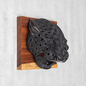 Jaguar Head Black Clay Openwork and Burnished