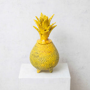 Pineapple glazed clay with large mustard lid