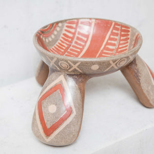 Ceremonial Incense Burner Clay with Geometric Negative