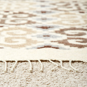 White, beige, gray and brown wool rug
