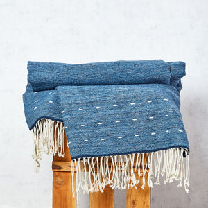 Alfombra de lana azul