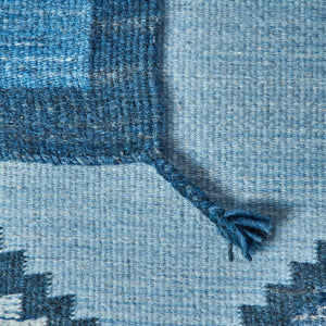 Geometric blue wool rug