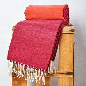 Gradient red wool rug