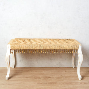 Wood and rope bench