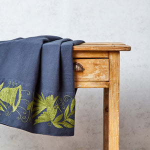 Tenango blue and green tablecloth set 180x245cm with 8 blue napkins