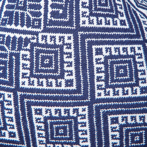 Blue and white brocade cushion