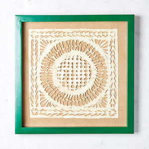 Picture with white amate and green frame
